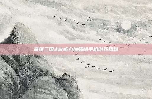 掌握三国志8威力加强版手机游戏精髓