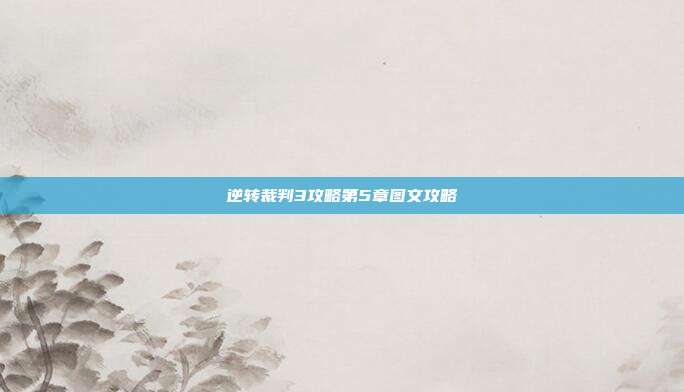 逆转裁判3攻略第5章图文攻略