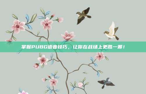 掌握PUBG语音技巧，让你在战场上更胜一筹！