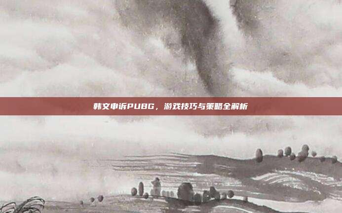 韩文申诉PUBG，游戏技巧与策略全解析