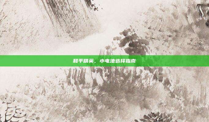 和平精英，小电池选择指南