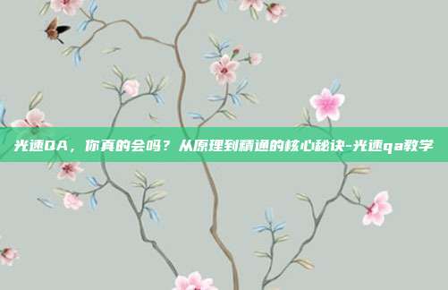 光速QA，你真的会吗？从原理到精通的核心秘诀-光速qa教学