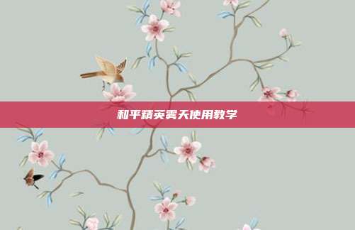 和平精英雾天使用教学