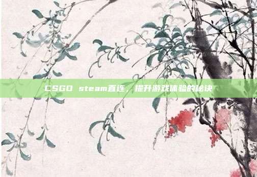 CSGO steam直连，提升游戏体验的秘诀