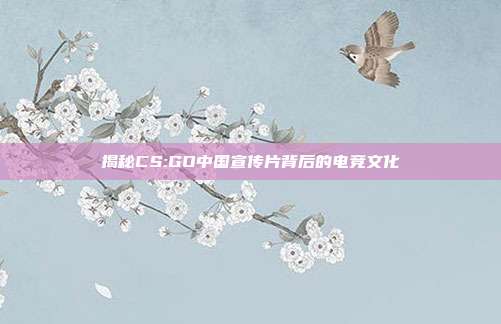 揭秘CS:GO中国宣传片背后的电竞文化