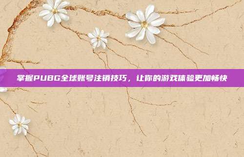 掌握PUBG全球账号注销技巧，让你的游戏体验更加畅快