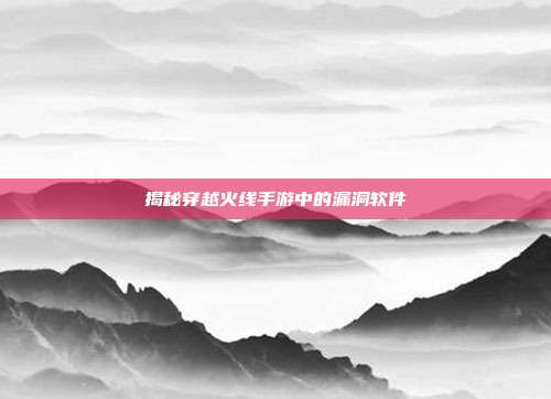 揭秘穿越火线手游中的漏洞软件
