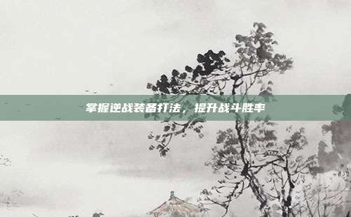 掌握逆战装备打法，提升战斗胜率