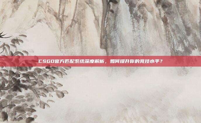 CSGO官方匹配系统深度解析，如何提升你的竞技水平？