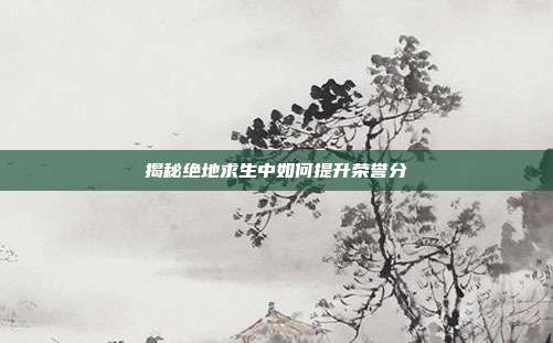 揭秘绝地求生中如何提升荣誉分