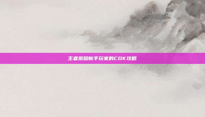 王者荣耀新手玩家的CDK攻略