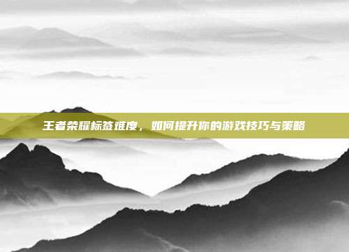 王者荣耀标签难度，如何提升你的游戏技巧与策略