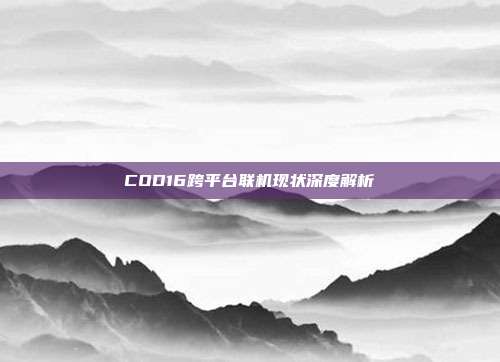 COD16跨平台联机现状深度解析