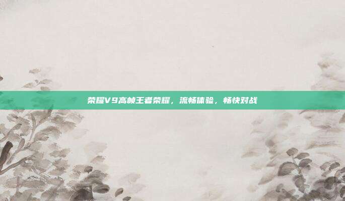 荣耀V9高帧王者荣耀，流畅体验，畅快对战