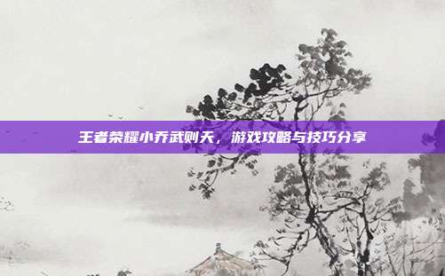 王者荣耀小乔武则天，游戏攻略与技巧分享