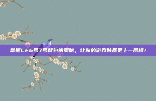 掌握CF6号7号背包的奥秘,让你的游戏装备更上一层楼!