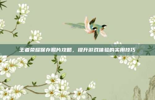王者荣耀保存照片攻略,提升游戏体验的实用技巧