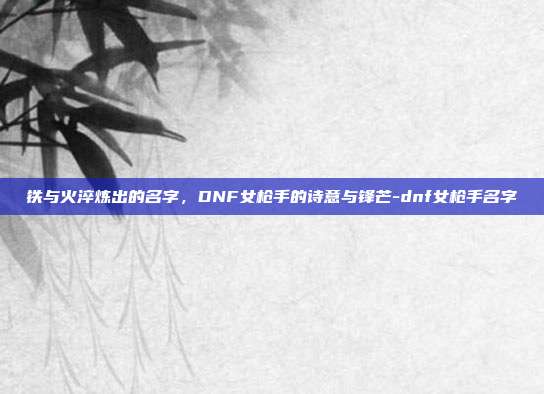 铁与火淬炼出的名字，DNF女枪手的诗意与锋芒-dnf女枪手名字