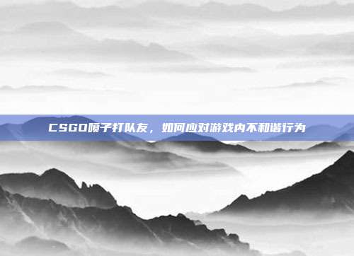 CSGO喷子打队友,如何应对游戏内不和谐行为