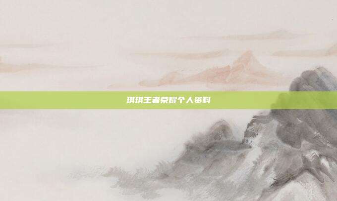 琪琪王者荣耀个人资料