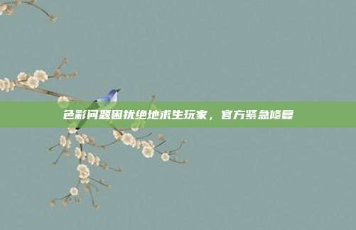 色彩问题困扰绝地求生玩家,官方紧急修复