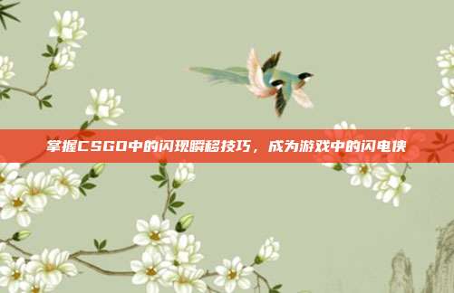掌握CSGO中的闪现瞬移技巧,成为游戏中的闪电侠