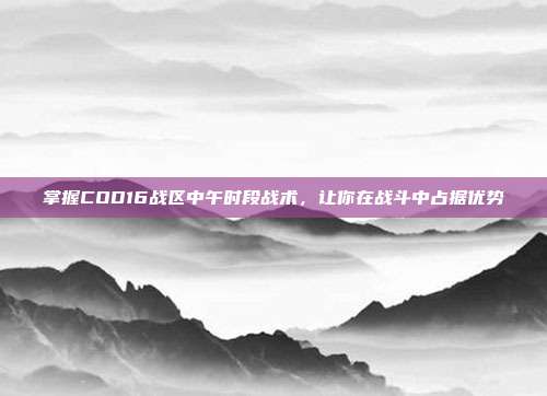 掌握COD16战区中午时段战术，让你在战斗中占据优势