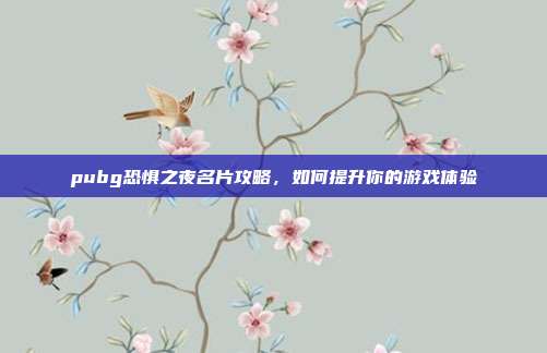 pubg恐惧之夜名片攻略，如何提升你的游戏体验