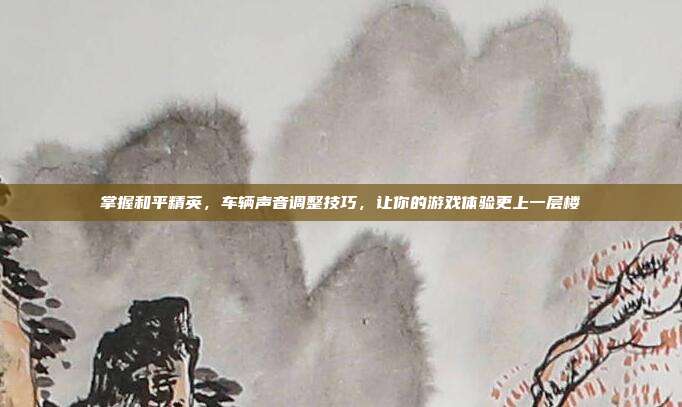 掌握和平精英，车辆声音调整技巧，让你的游戏体验更上一层楼
