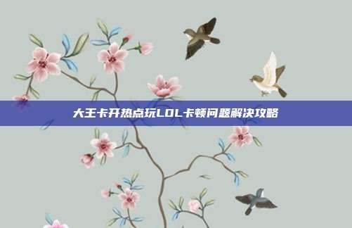 大王卡开热点玩LOL卡顿问题解决攻略