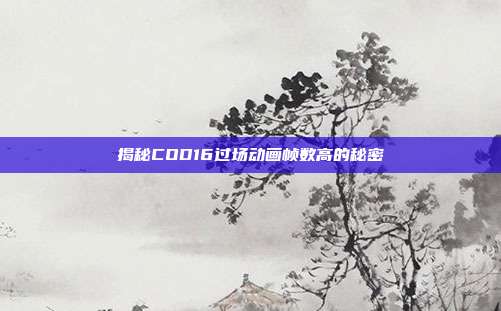揭秘COD16过场动画帧数高的秘密