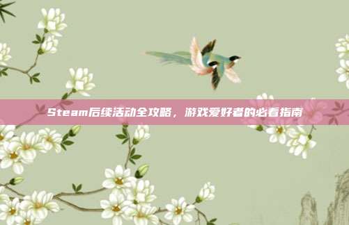 Steam后续活动全攻略,游戏爱好者的必看指南