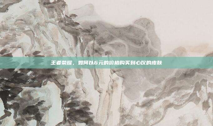 王者荣耀，如何以6元的价格购买到心仪的皮肤