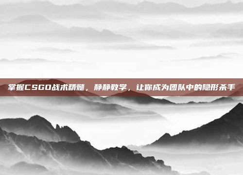 掌握CSGO战术精髓,静静教学,让你成为团队中的隐形杀手