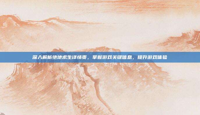 深入解析绝地求生详情页,掌握游戏关键信息,提升游戏体验