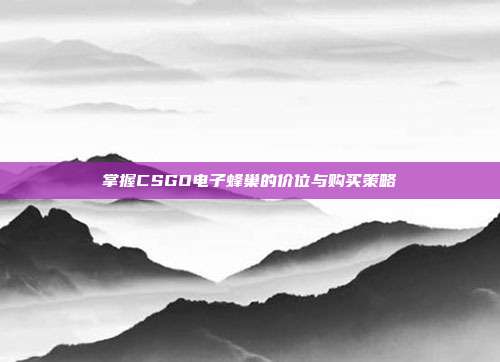 掌握CSGO电子蜂巢的价位与购买策略