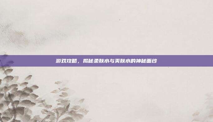 游戏攻略,揭秘柔肤水与爽肤水的神秘面纱