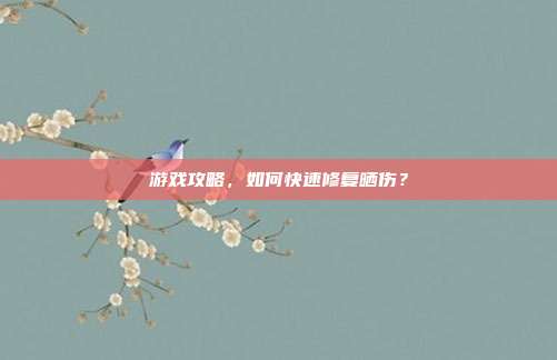 游戏攻略,如何快速修复晒伤?