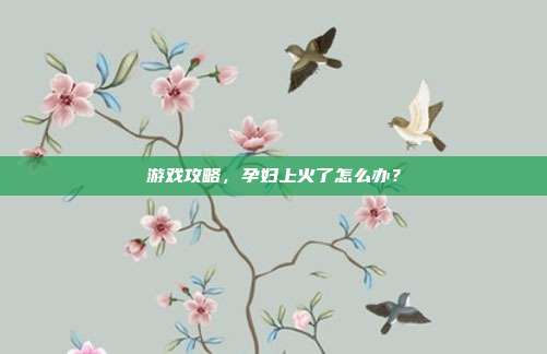 游戏攻略,孕妇上火了怎么办?