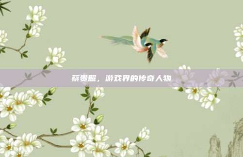 蔡贵照,游戏界的传奇人物