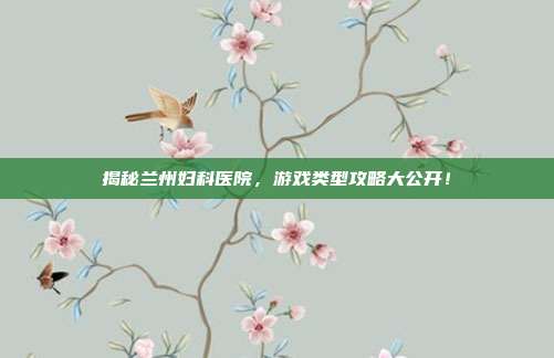 揭秘兰州妇科医院,游戏类型攻略大公开!
