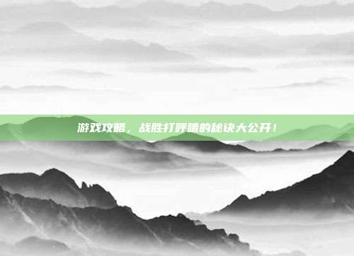 游戏攻略，战胜打呼噜的秘诀大公开！