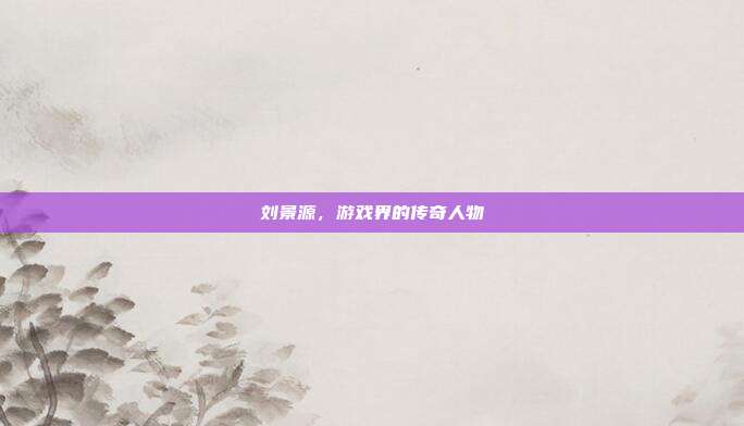 刘景源，游戏界的传奇人物