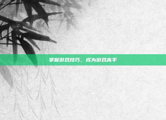 掌握游戏技巧,成为游戏高手