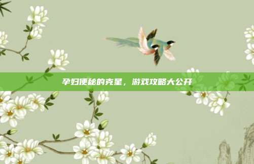 孕妇便秘的克星，游戏攻略大公开