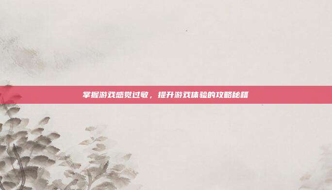 掌握游戏感觉过敏，提升游戏体验的攻略秘籍