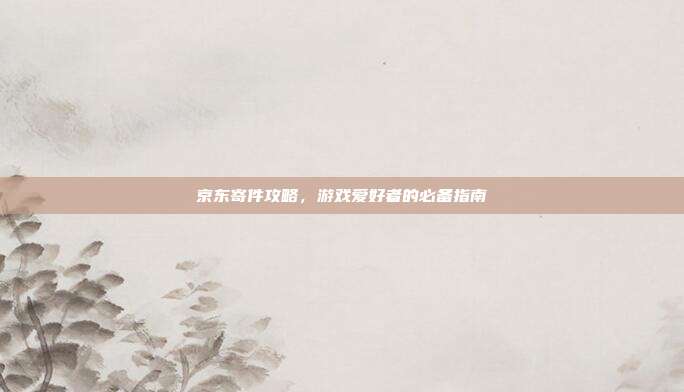 京东寄件攻略，游戏爱好者的必备指南