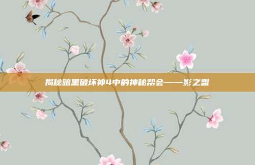 揭秘暗黑破坏神4中的神秘帮会——影之盟