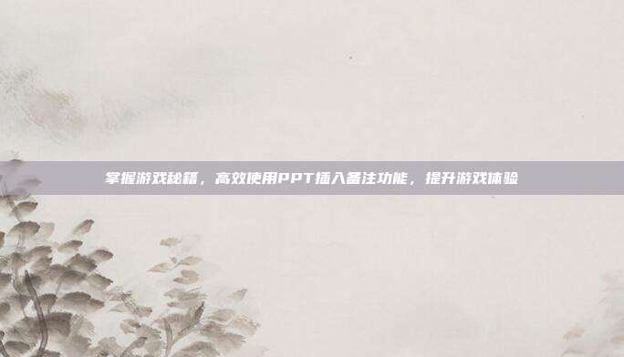 掌握游戏秘籍,高效使用PPT插入备注功能,提升游戏体验