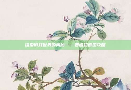 探索游戏世界的奥秘——各省轮廓图攻略